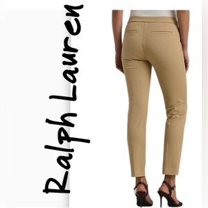Lauren Ralph Lauren BLACK LABEL Women’s Tan Flat‎ Fronted Cropped Pants Size 12